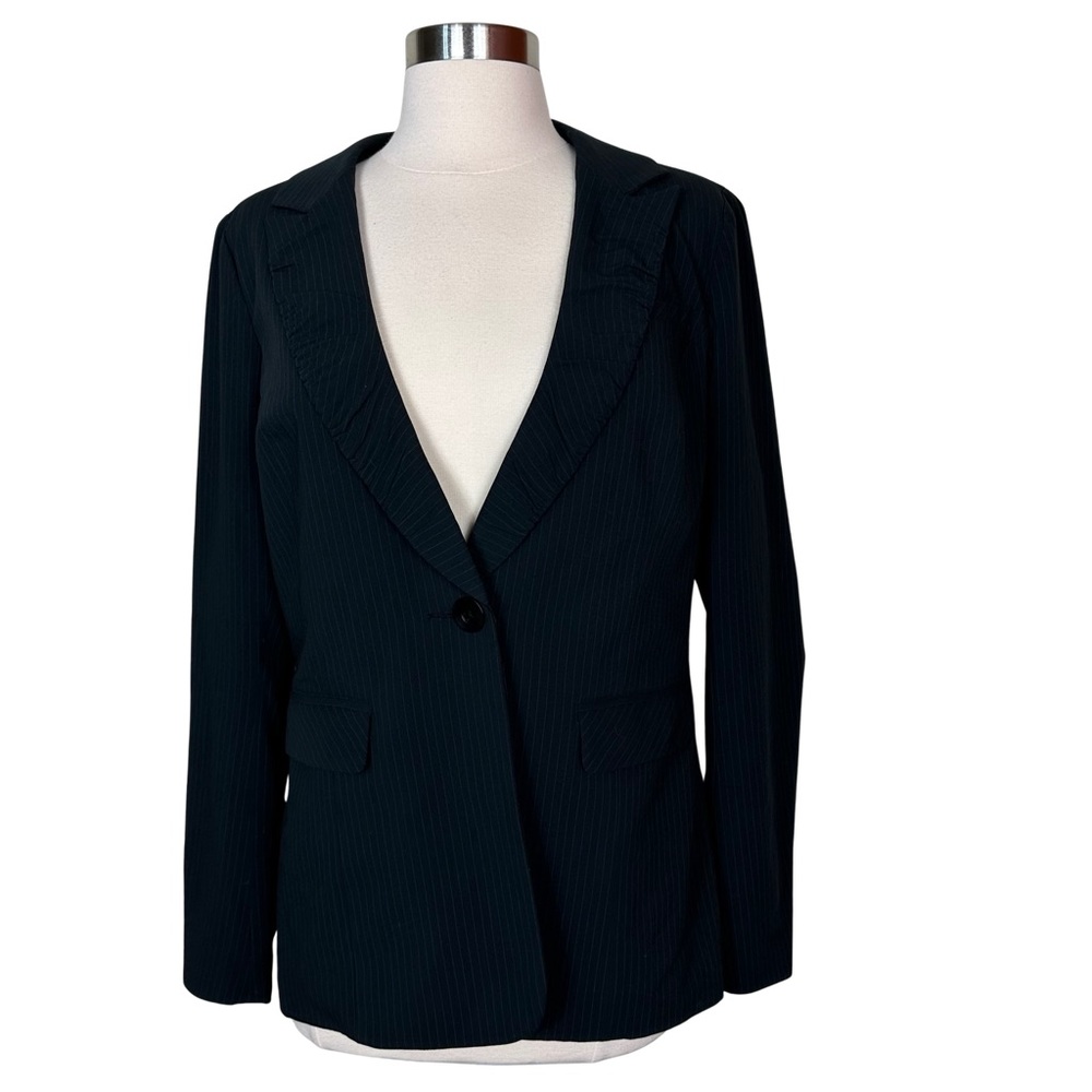 Cabi Pinstripe Ruched Career Single Button Professional Blazer Jacket #601 6